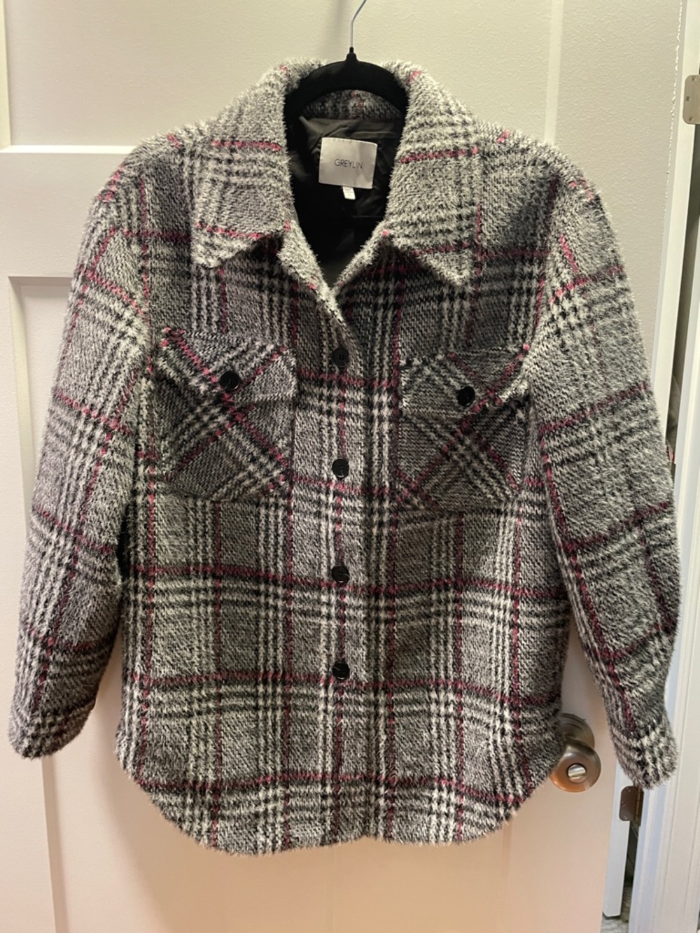 Greylin Gray Plaid Utility Shacket
